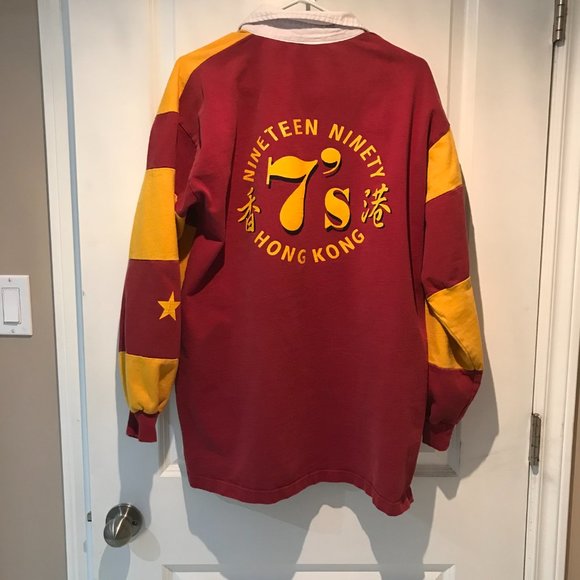 RUGBY 7'S HONG KONG 1997 WORLD CUP THICK HEAVY LONG SLEEVE POLO CRAZY COOL - Picture 2 of 2